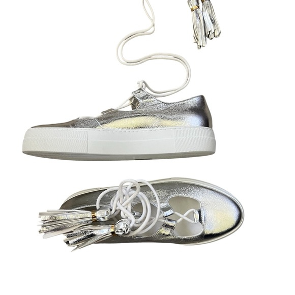 L' AUTRE CHOSE Lace-up sneakers Silver NWOT Size 39 - Picture 4 of 14